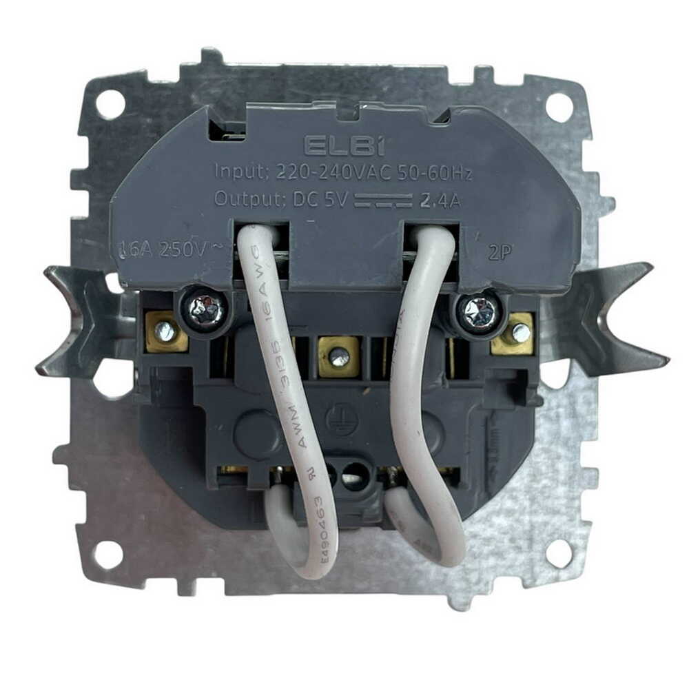 Розетка ZENA ELBI чорний металік 1-на з заземленням + 2USB ( Type C+A ) без рамки ( 609-011100-334 )